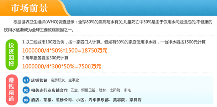 加盟知名品牌的凈水器代理需要多少錢？